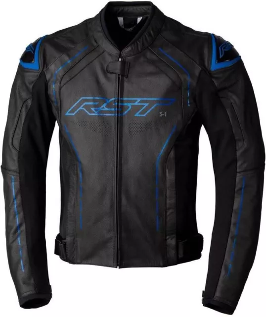 Veste RST S1 CE cuir - noir/gris/bleu fluo taille XL