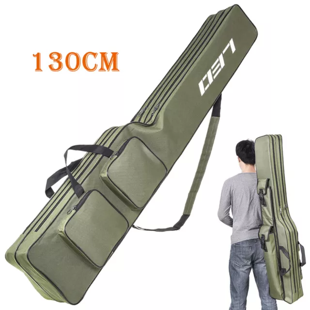 2 Layer 130cm Fishing Rod Reel Bag Fishing Pole Gear Tackle Tool Carry Case New