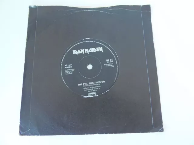 Iron Maiden "The Evil That Men Do"  7" Die-cut Sleeve EX/Near Mint vinyl