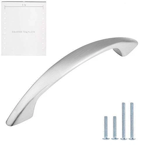 LIZAVO Brushed Satin Nickel Cabinet Pulls Curved Arched Kitchen Cabinet Handl...