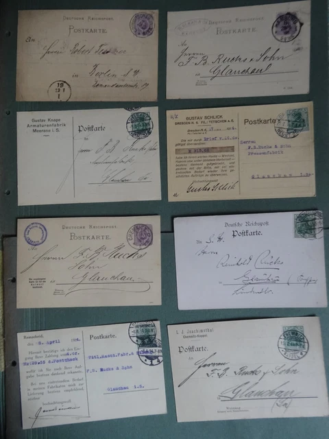 alte Ganzsachen Postkarten Konvolut Deutsches Reich Briefmarken Werbung Rechnung