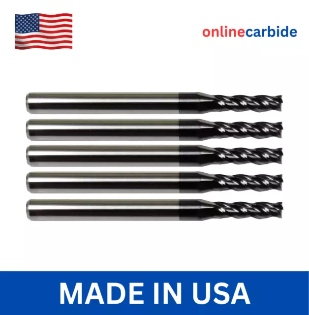 5 PCS 3/32" 4 FLUTE CARBIDE END MILL - TiALN COATED