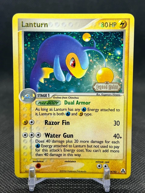 Pokemon TCG - Lanturn - Legend Maker 19/92 Reverse Holo Rare STAMPED - LP