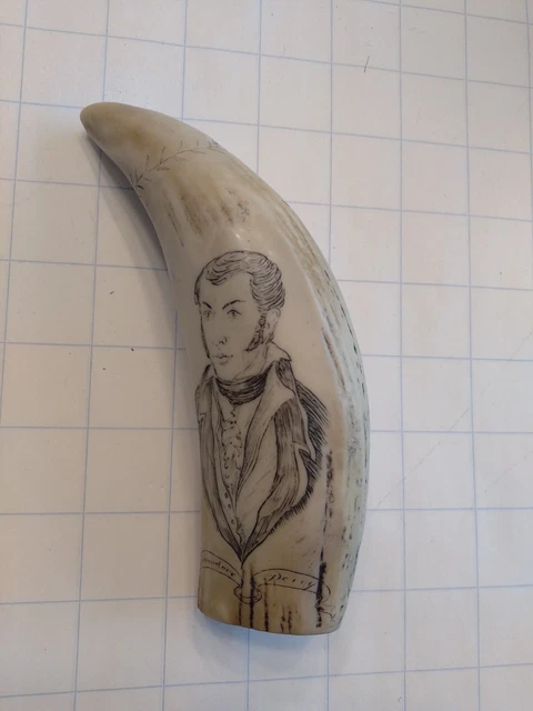Vintage Decorative Collectible Reproduction Scrimshaw Replica Commodore Perry