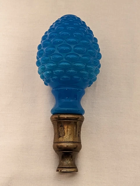 Antique Blue Opaline hobnail glass Newel Post Finial