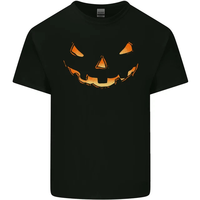 T-shirt top di cotone Halloween Pumpkin Face divertente spaventosa