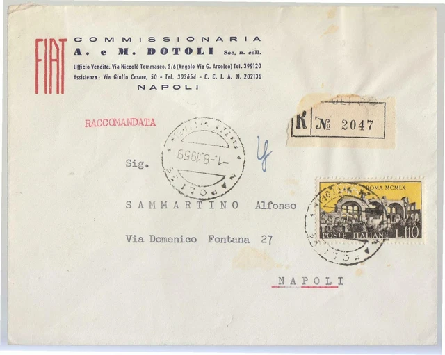 Enveloppe Recommandée 1967 - Timbre Giro D'Italia 500 L. + Borromini 90 L. - Italie