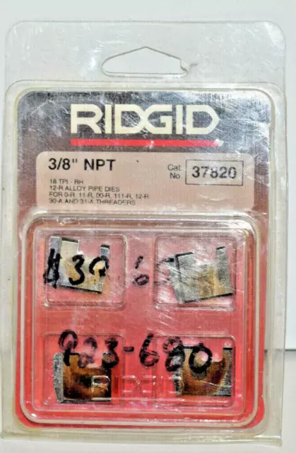 Ridgid 37820 ALLOY RH Pipe Dies 3/8" NPT NEW Old Stock