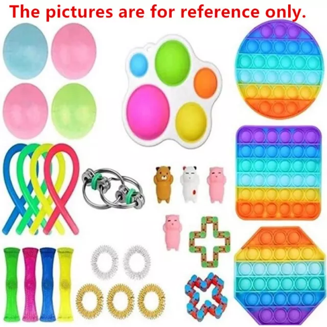 Rainbow Popper Fidget Toy Stress Antistress Key Ring Relief Push Bubble Kid Game