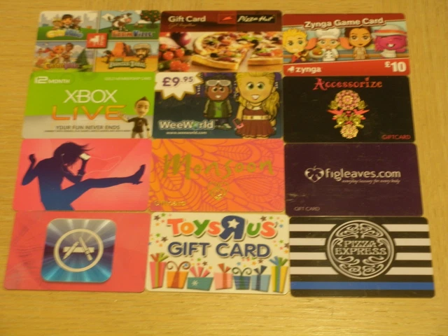 UK Miscellaneous #2    12 different new and used collectible gift cards