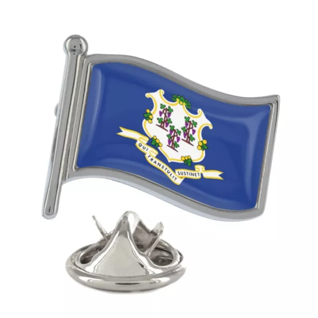 Connecticut Flag Silver Lapel Pin Badge