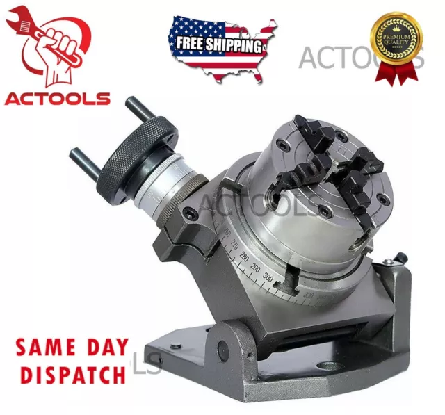 New Tilting Rotary Table 4"(100mm)  + 70mm Independent Chuck 4 Jaws USA ACTOOLS