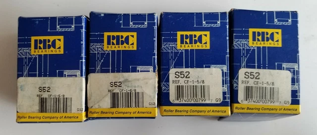 One(1) RBC S52 Cam Follower Bearing CF-1-5/8 ~ New