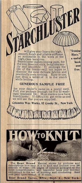 1906 Starchluster Linens Columbia Wax Works New York Print Advertisment  40-12