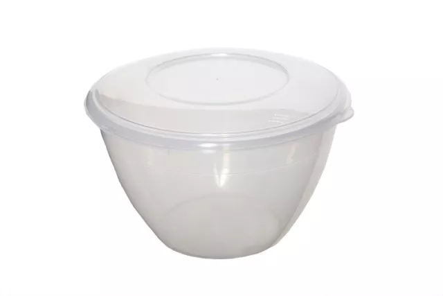 Plastic Pudding Bowl With Lid 1.2L Round Microwave Food Storage Bowl Whitefurze