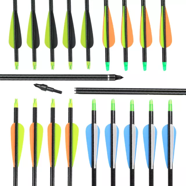 32'' Hunting Fiberglass Arrows Screw-in-Tips Spine 600 for Recurve Bow Practice