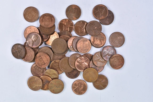 1940's & 1950's AU/BU Red Brown Lincoln Wheat Cent Roll *976