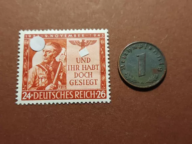 1 Reichspfennig 1938 und Briefmarke von 1943, postfrisch
