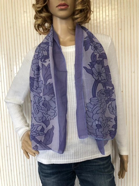 Foulard écharpe En Soie Orange à Motif Floral - Pour Femme (bon état)
