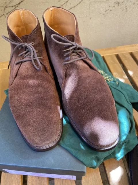 Make offer! Crockett Jones UK9.5E Chiltern chukka boots brown suede, box & bags