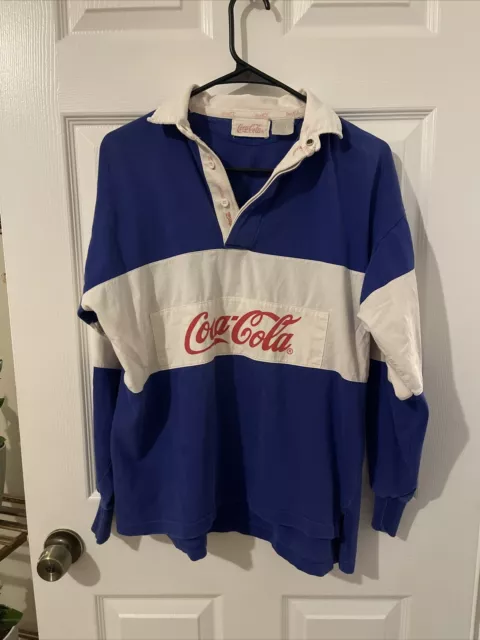 Vintage Coca-Cola Rugby Shirt 1980s Coke Blokecore Retro See Measurements