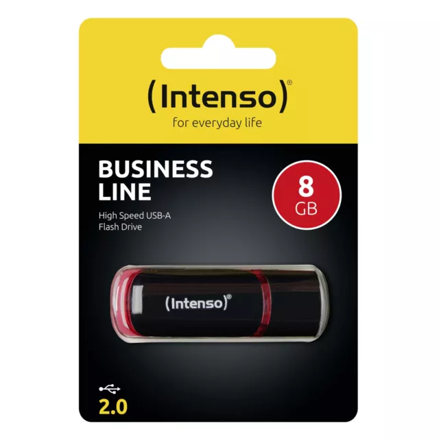 Intenso Business Line - Flash Drive 8 GB - USB 2.0, Black/Red