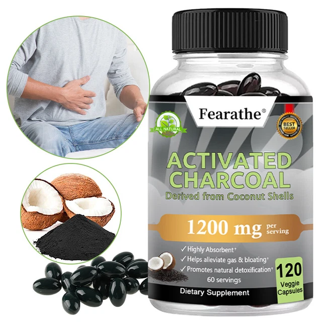 ACTIVATED CHARCOAL 1200MG Highly Absorbent Helps Alleviate Gas ...