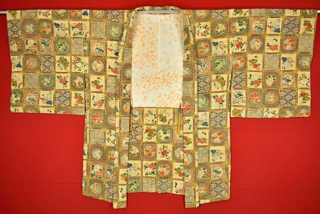 Vintage Japanese Kimono Silk Antique BORO HAORI Kusakizome Dyed/A482/620