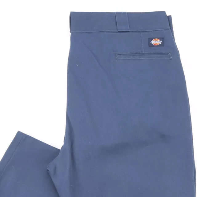 DICKIES Mens Blue Cotton Regular Straight Trousers W40 L26 2