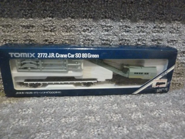 Tomix 2772 JNR Railway Crane Type S080 (Green) w/ Flat Wagon CHIKI 7000 N Scale