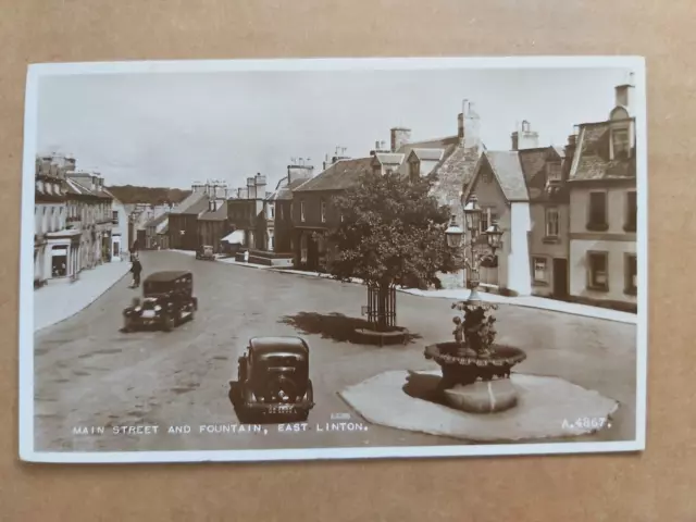 East Linton - Main Street and Fountain - Old Real Photo Postcard 2208