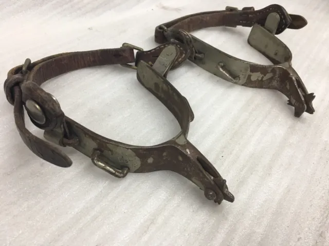 old Pair of NORTH & JUDD Anchor - Western Cowboy Bull Riding Spurs w/ Straps