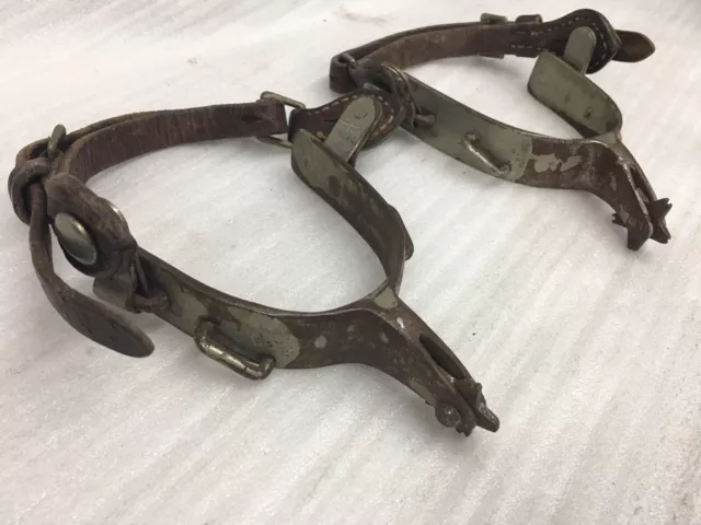 old Pair of NORTH & JUDD Anchor - Western Cowboy Bull Riding Spurs w/ Straps