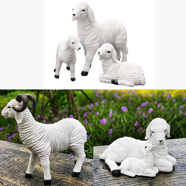 Lamb Statue Goat Figurine Garden Landscape Ornament Home Backyard Sculptures