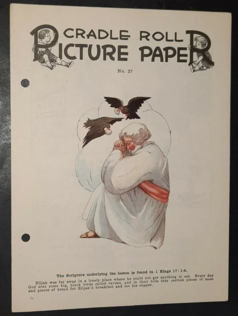 Cradle Roll Picture Paper #27 Elijah & Ravens Birds Standard Publishing Company