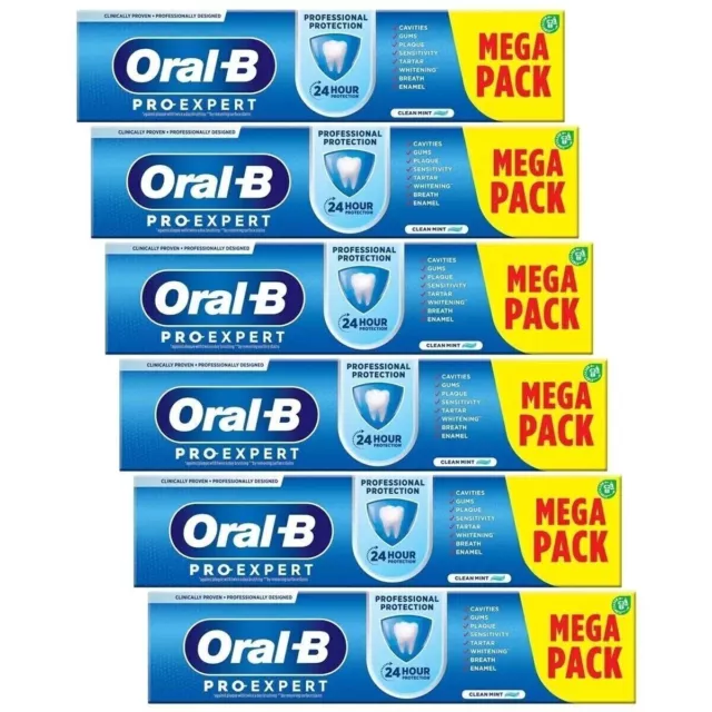 ORAL-B PRO-EXPERT PROFESSIONAL PROTECTION TOOTHPASTE CLEAN MINT PACK 6 x 125ML