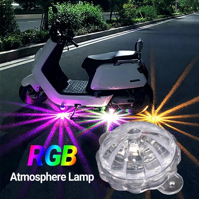 Kit luci abbaglianti LED moto impermeabili colorate con luci posteriori vibranti