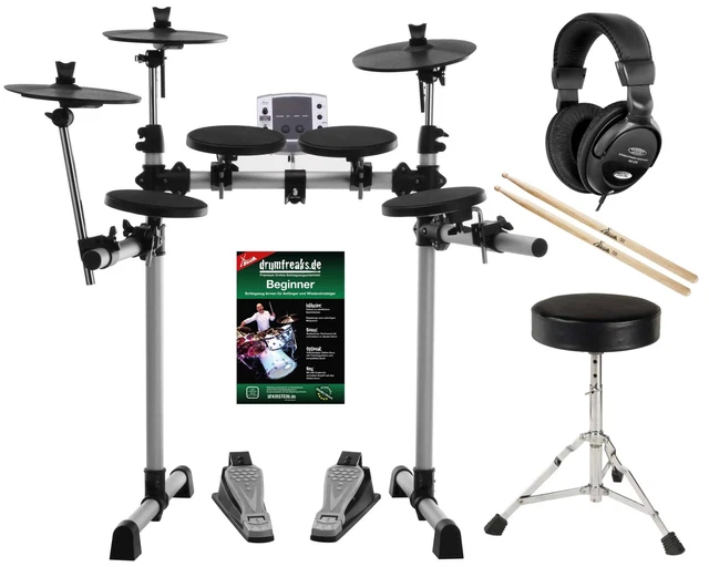 XDrum DD-400 E-Drum Komplettset mit Kopförer Sitz Stecken Modul Pedal Rack Pads