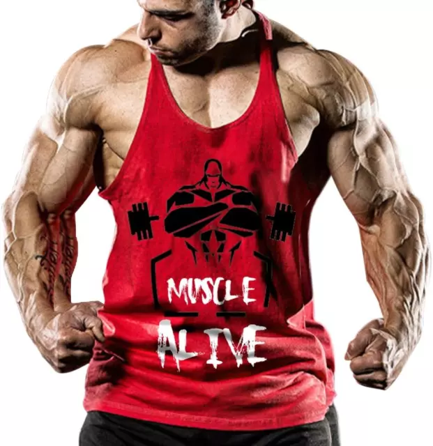 Canotta da Palestra Uomo Bodybuilding Senza Maniche in Cotone Canottiera per Gym