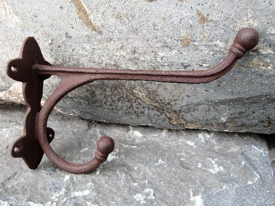 Lot of 6 New Rustic Large 9.5 x 4" Barn Farm Harness Tack Hooks Cast Iron Coat 3