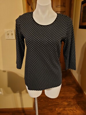 Christopher & Banks Layer-Your-Look Black Polka Dot  Cotton Shirt S