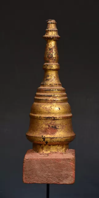 19th Century, Mandalay, A Set of Antique Burmese Wood Carving Pagoda Stupa 5
