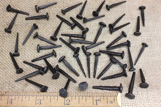 1" Rose head 50 nails square wrought iron vintage rustic Decorative historic