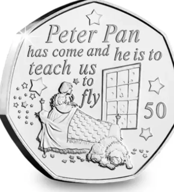 Isle Of Man 🇮🇲 Coin 50p Pence 2019 Wendy & Nana Peter Pan Collection UNC f.bag