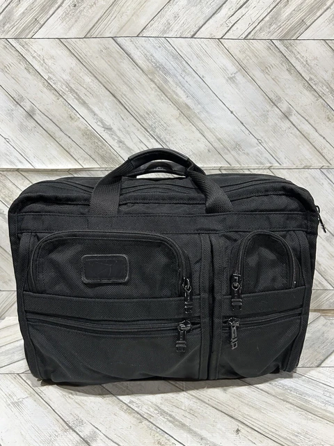 TUMI Black Ballistic Nylon Carry On Garment Bag with Leather Trim Made In USA