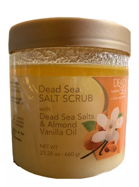 Dead Sea Collection Salt Scrub 23.28 OZ Almond Vanilla Oil Relaxing Spa Gift