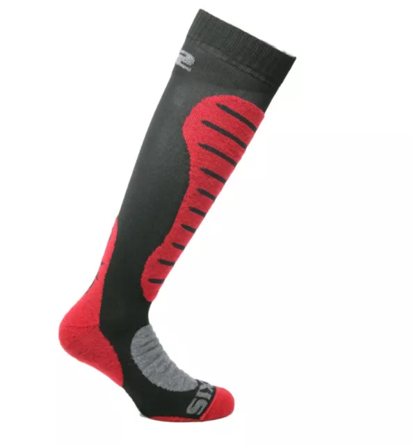 Calze Moto Termici Rinforzate Sixs Six2 Mot2 Carbon Merinos Inverno Rosso 44/47