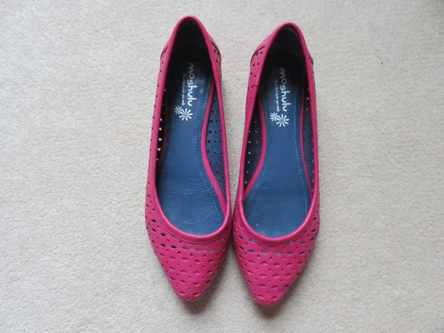 MOSHULU, 'CINNAMON Fuschia' Leather Ballet Pumps, Little Worn, VGC - Main Image