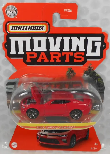 Matchbox Moving Parts 2016 Chevy Camaro (red)) sealed on card #4/2021