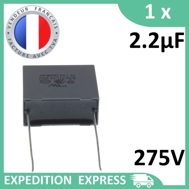 Condensateur MKP62 X2 2.2µF 275V - Film Polypropylène Métallisé, Tolérance ±20%, Idéal Pour Réparations électroniques Et Bricolage
